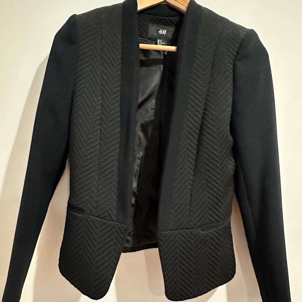 H&M Elegant Black Textured Blazer